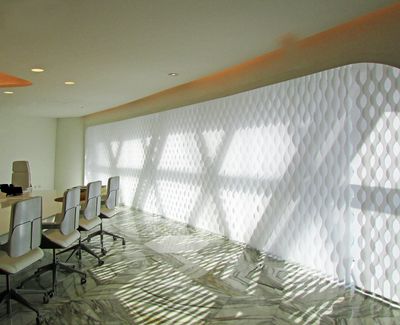 Lamellgardiner, SG 2950, Multi Visio, Room shot "Al Bidda Tower", Doha, Qatar, Vertical Waves